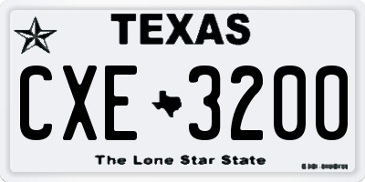 TX license plate CXE3200