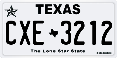 TX license plate CXE3212