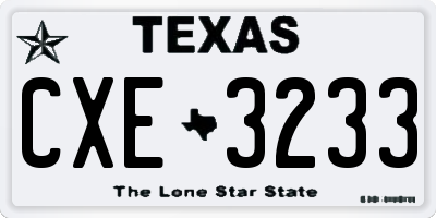 TX license plate CXE3233