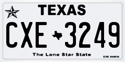 TX license plate CXE3249