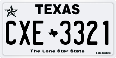TX license plate CXE3321