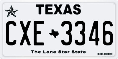 TX license plate CXE3346