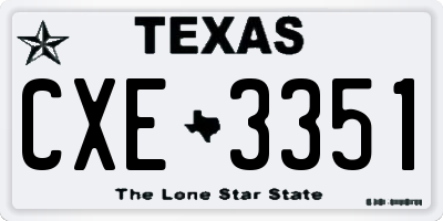TX license plate CXE3351
