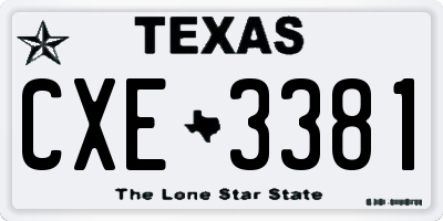 TX license plate CXE3381