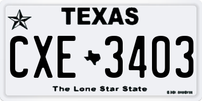 TX license plate CXE3403