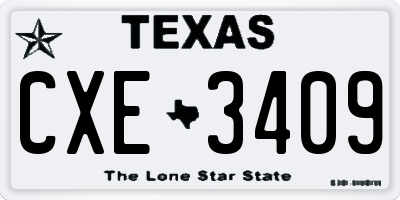 TX license plate CXE3409