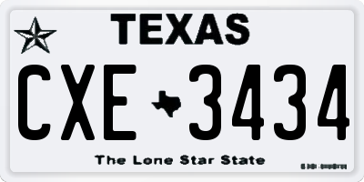 TX license plate CXE3434