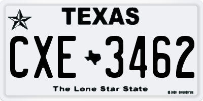 TX license plate CXE3462