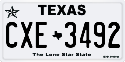 TX license plate CXE3492