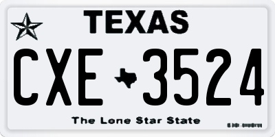TX license plate CXE3524