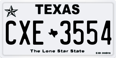 TX license plate CXE3554