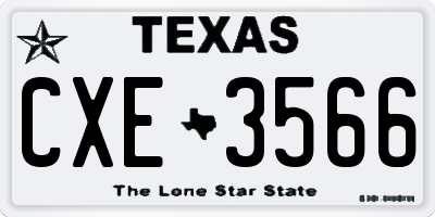 TX license plate CXE3566