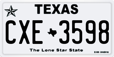 TX license plate CXE3598