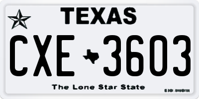 TX license plate CXE3603