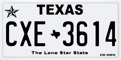 TX license plate CXE3614