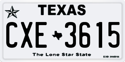 TX license plate CXE3615