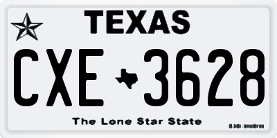TX license plate CXE3628