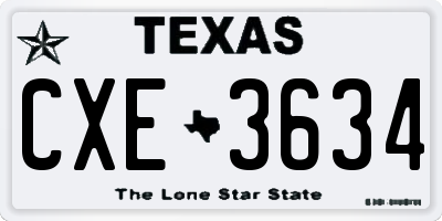 TX license plate CXE3634