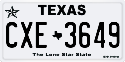TX license plate CXE3649