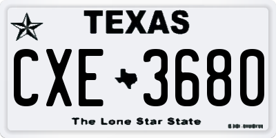 TX license plate CXE3680