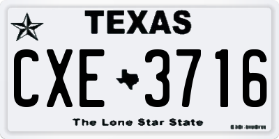 TX license plate CXE3716