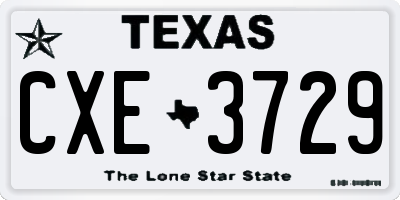 TX license plate CXE3729