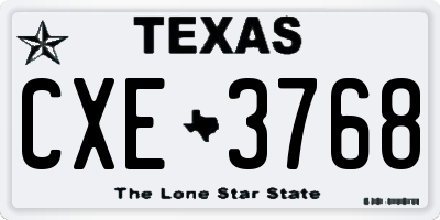 TX license plate CXE3768