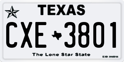 TX license plate CXE3801
