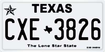 TX license plate CXE3826