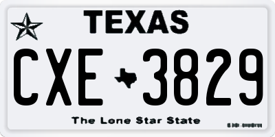 TX license plate CXE3829