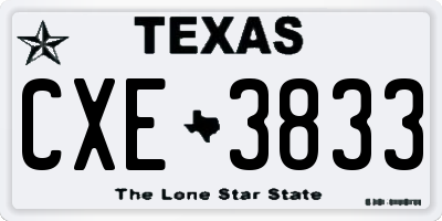 TX license plate CXE3833