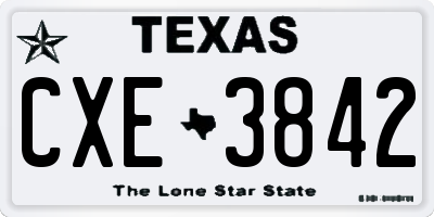 TX license plate CXE3842
