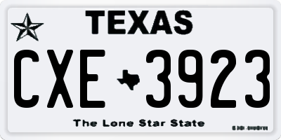 TX license plate CXE3923