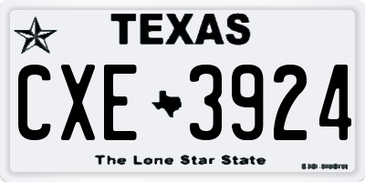 TX license plate CXE3924