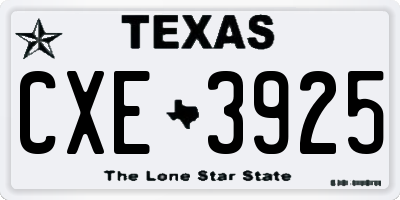 TX license plate CXE3925