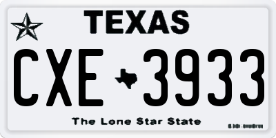 TX license plate CXE3933