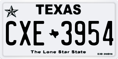 TX license plate CXE3954