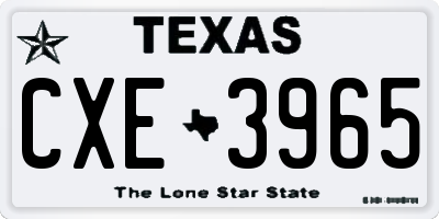 TX license plate CXE3965