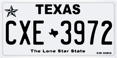 TX license plate CXE3972