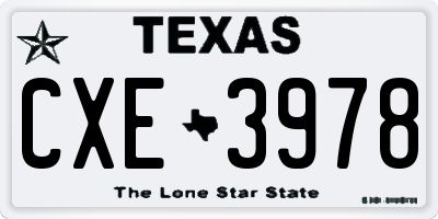 TX license plate CXE3978