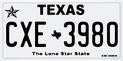 TX license plate CXE3980