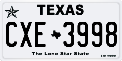 TX license plate CXE3998