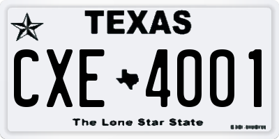 TX license plate CXE4001