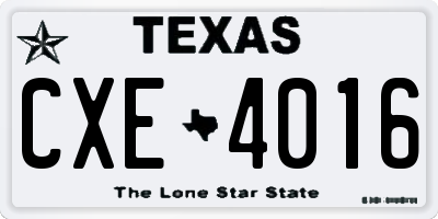 TX license plate CXE4016