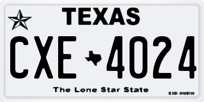 TX license plate CXE4024