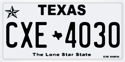 TX license plate CXE4030