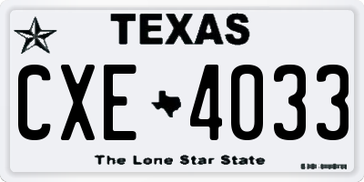 TX license plate CXE4033