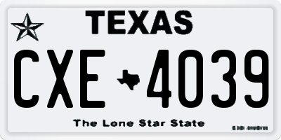TX license plate CXE4039