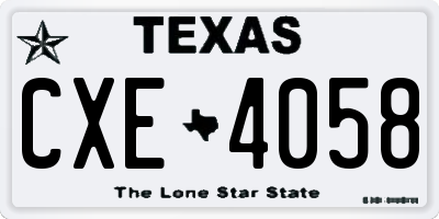 TX license plate CXE4058