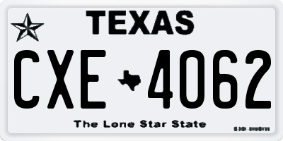 TX license plate CXE4062